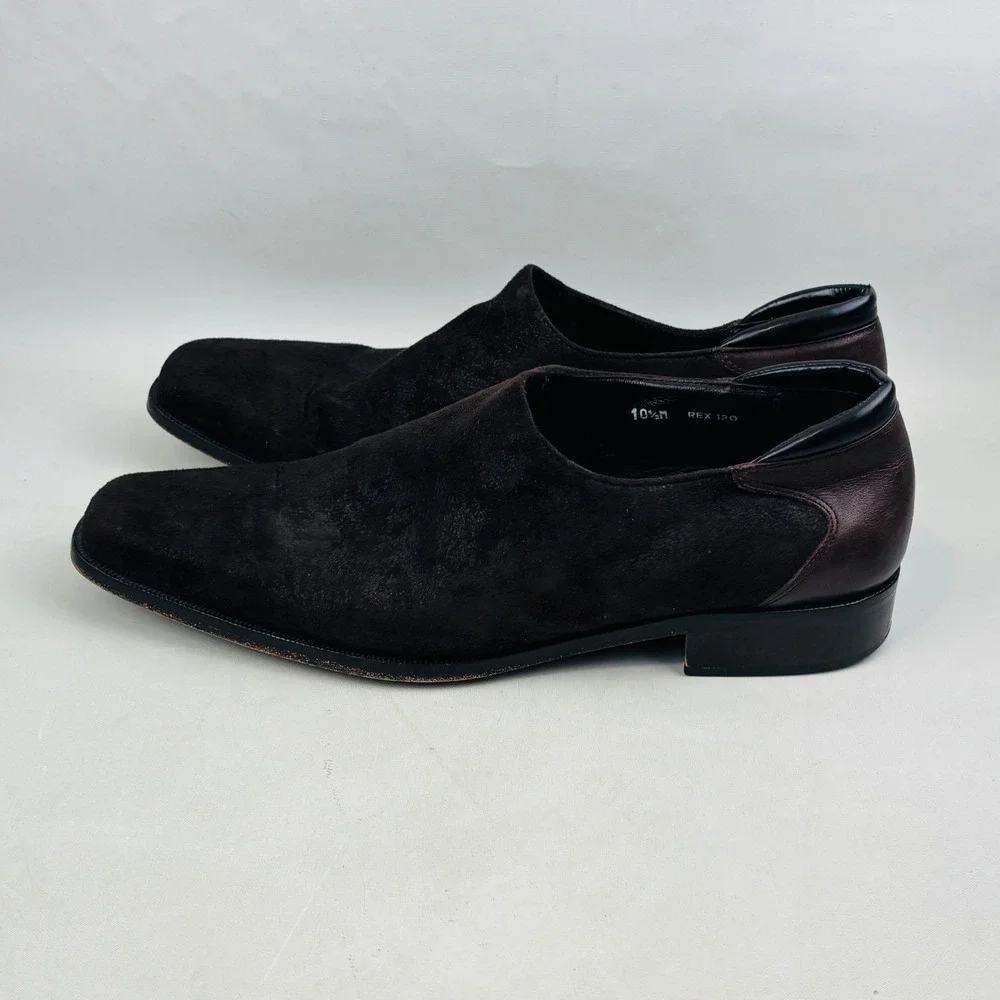 Donald Pliner Rex Loafer Mens 10.5 M Brown Suede Leather Slip On Loafers Italy